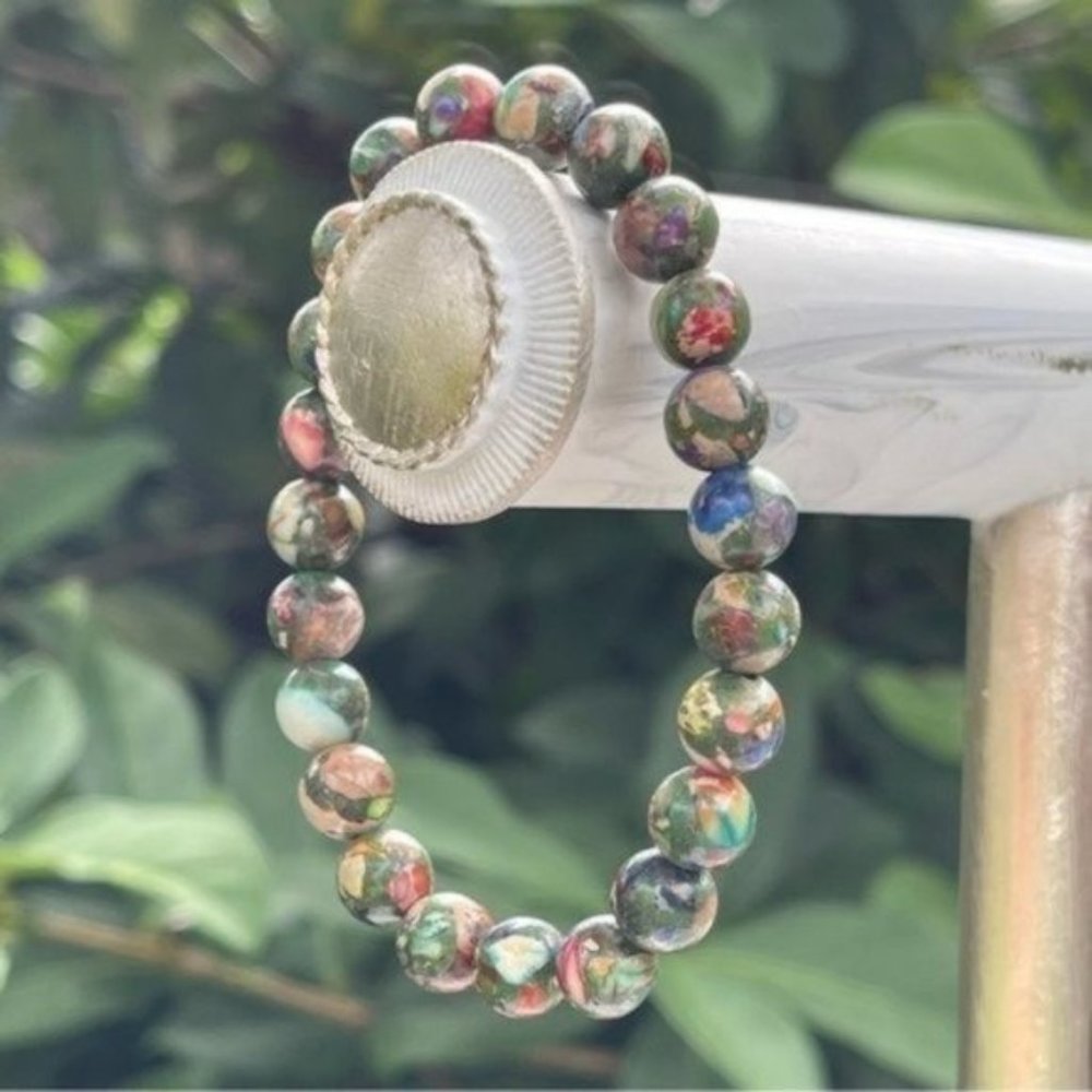8mm Jasper Chakra Stretch Bead Bracelet